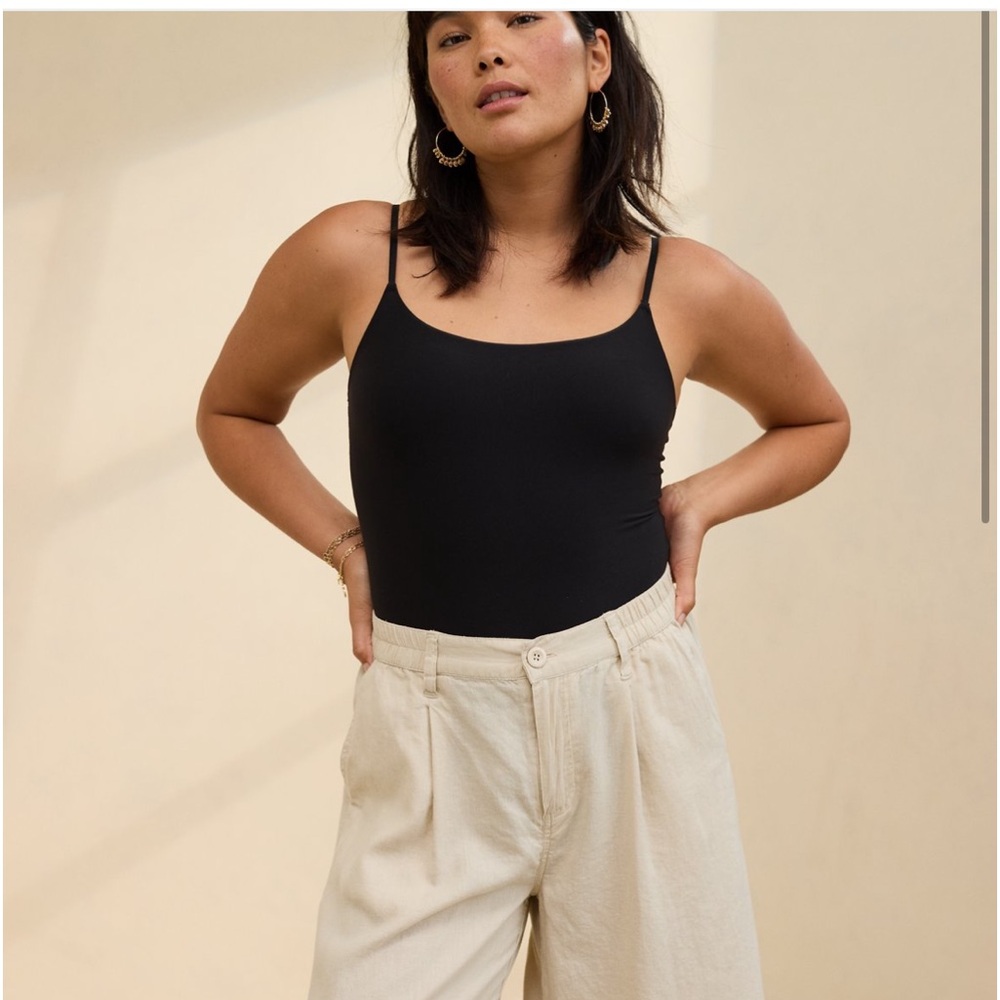 Aerie Smoothiez scoop neck Bodysuit XL Black NWT